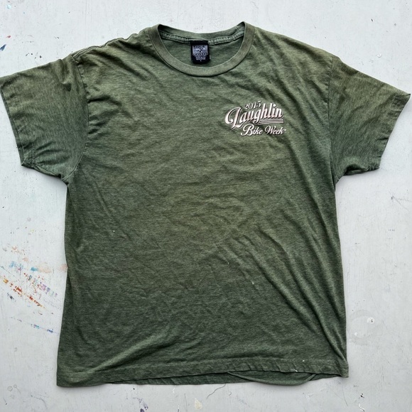 Men's Laughlin T-Shirt Green Motorcycle L Bike Week Racing Desert USA Nevada - Picture 2 of 14